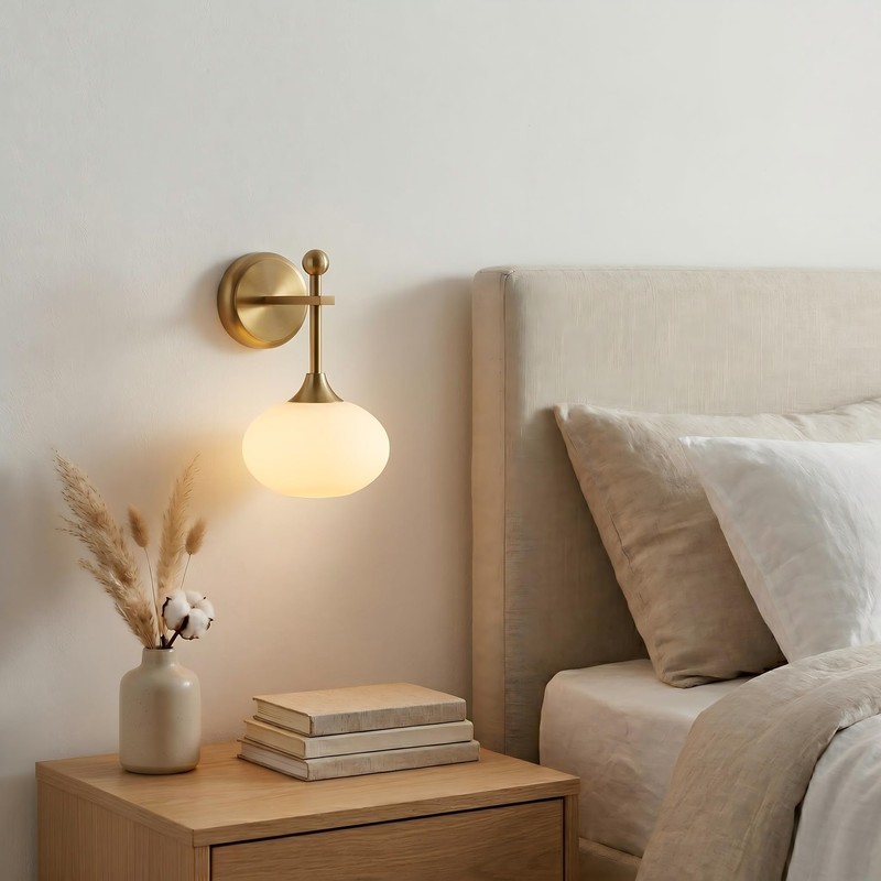 Folux Battery-Operated Modern Brass Wall Sconce Set of 2, Wireless