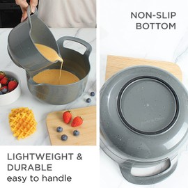 COOK WITH COLOR Mixing Bowls - 4 Piece Nesting Plastic Mixing Bowl Set with Pour Spouts and Handles (Speckled Charcoal)