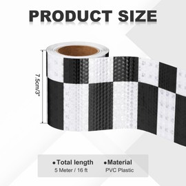 MECCANIXITY Reflective Tape, 3 Inch x 16 ft Self-Adhesive Trailer Reflector Tape Outdoor Warning Safety Sticker High Visibility Night Reflectors for Cars Trucks, Black White
