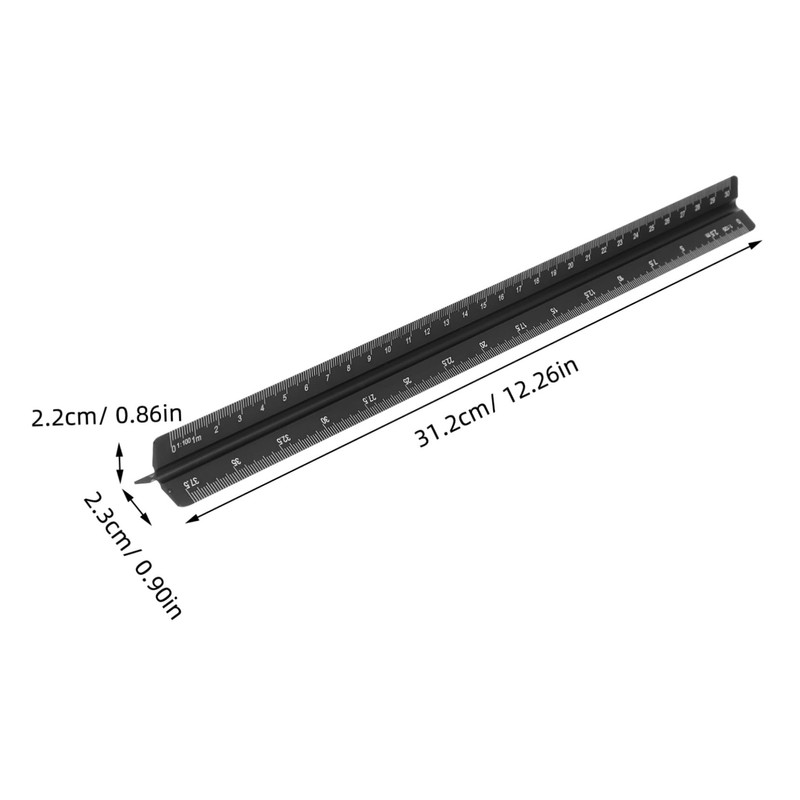 Operitacx Triangular Metal Ruler, Technical Scale, Metal Ruler, Engineering Ruler,
