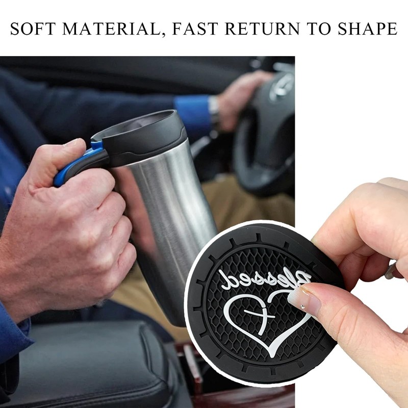 SHMZK 2 PCS Car Cup Holder Coaster, 2.76 Inch Blessed