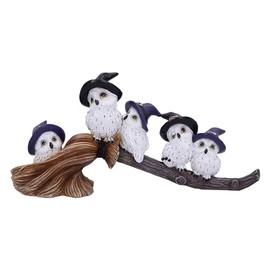 Nemesis Now Feathered Broomstick 26cm, Resin, White, Owl Figure, White Owl Ornament, Collectable Owl Giftware, Cast in the Finest Resin, Expertly Hand-Painted