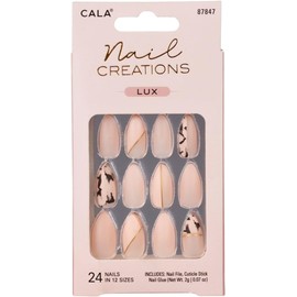 CALA "Nail Creation Lux" uas postizas (24 uas en 12 tamaos, rosa abstracto)