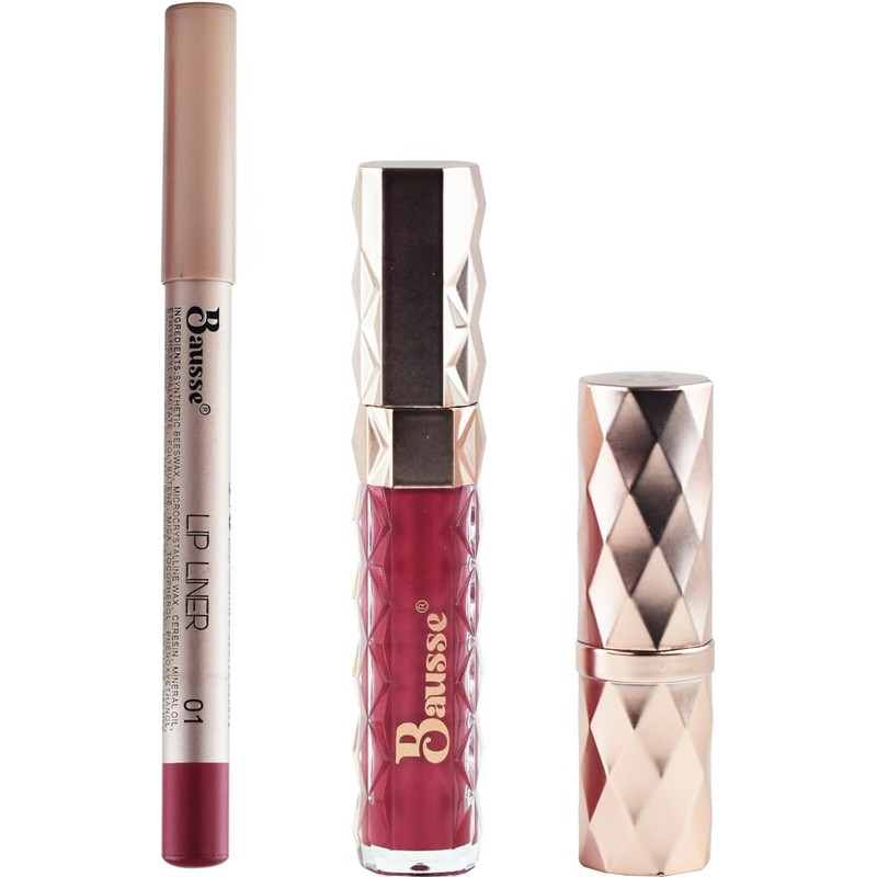 Bausse Glam Lips Kit de Maquillaje, Set de 3 Piezas