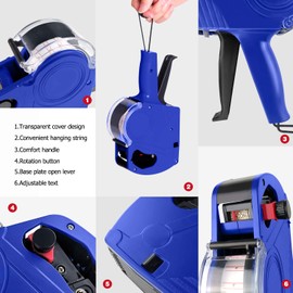 MX5500 8 Digits Price Tag Gun, Price Gun Kit with 3 Ink Refill Pricing Gun, Premium Label Gun Label Maker Pricing for Office Retail Shop Grocery Store Organization Marking (Blue)