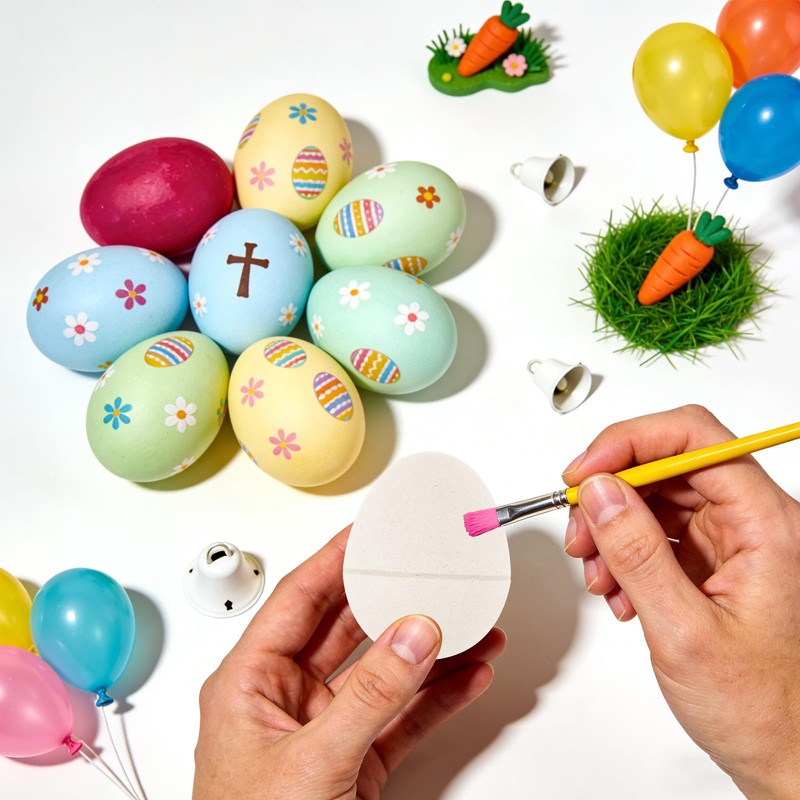 36 Pcs DIY Paper Mache Easter Eggs,3.2"x2.2"Durable Easter Eggs Empty,Cardboard
