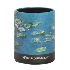 Halta Definizione - Portapenne da Scrivania, con Esterno in Cartoncino Rigido Stampato con un'Opera d'Arte di Monet e Base Antiscivolo, F.to cm 19,5 Altezza x 7 Diametro, Ninfee