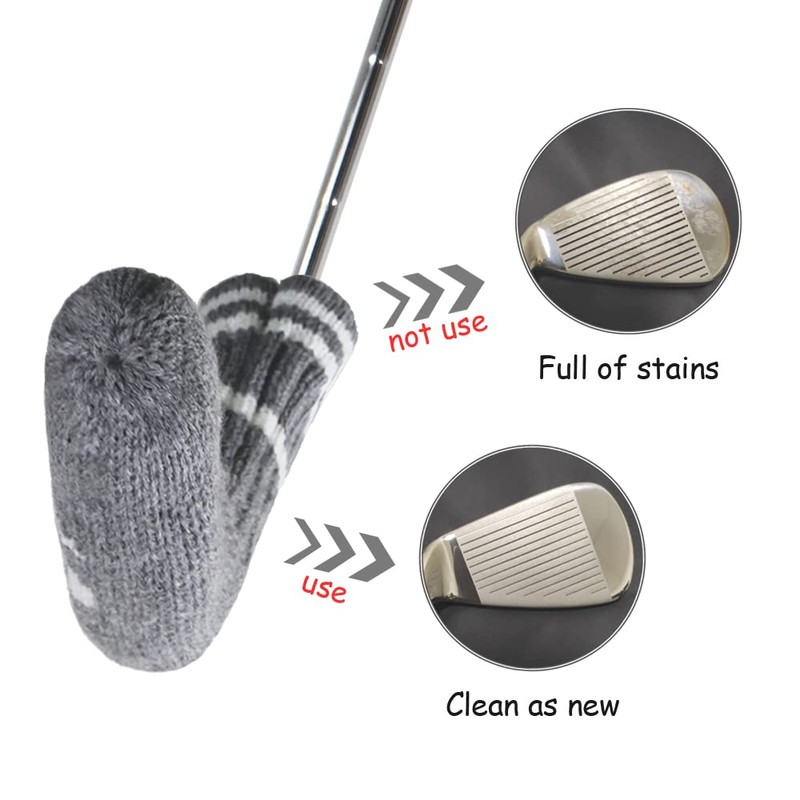 Knitted Wedge Golf Iron Headcovers 7 PCS Club Protector 48,50,52,54,56,58,60