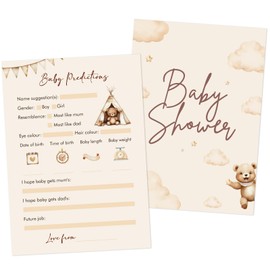 20 pcs Bear Baby Prediction Cards Baby Shower Party Game Cards Advice Gift for New Parents Gender Reveal Game Decorations