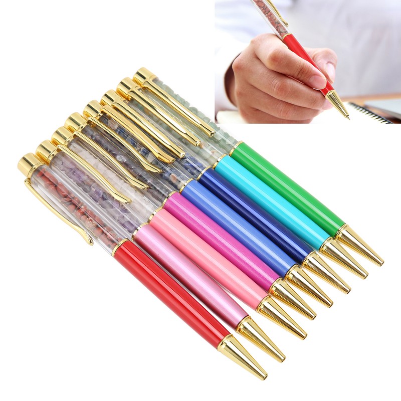 8PCS Crystal Ballpoint Pen Fashionable Colorful Bling Crystal Pens for