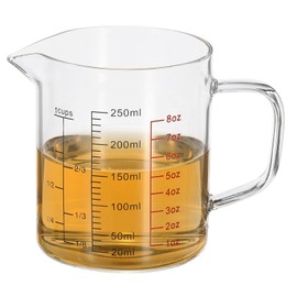 PATIKIL Glass Measuring Cup with Handle, 220ml Glass Liquid Beaker Liquid Measure Cup with V-shaped Spout and Scales for Kitchen Restaurant, Clear