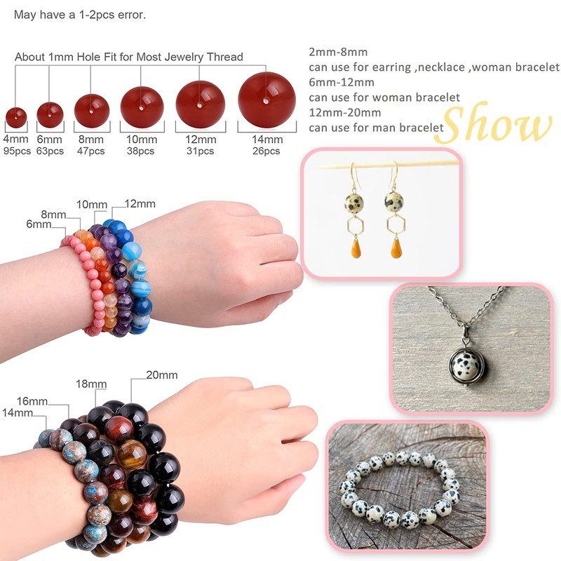 GEM-Inside Dalmation Dalmatian Jasper Gemstone Loose Beads 14MM Round Crystal