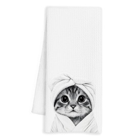 INDAJEDN Adorable Cat Gifts Hand Towels, Cute Cat Hand Towels for Bathroom Washroom Decor, Funny Cats Animals Bathroom Decor, Cats Gifts for Women, 16x24 Inch