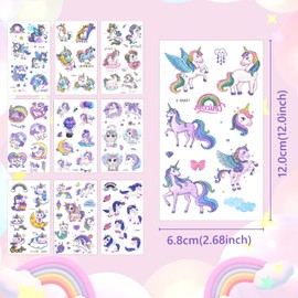 ALLY-MAGIC 10 Sheets Temporary Tattoos Stickers for Kids Unicorn Waterproof Fake Tattoo Stickers Cartoon Sticker Tattoos Gift for Boys Girls Kids School Birthday Party Supplies Y6DJSWSTZ