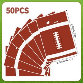 50 Pieces Football Gift Bags with Handle, Plastic Treat Candy Bag Sport Favor Bags For Kids Birthday Party Decoration Supplies