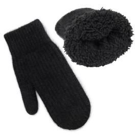 XuoAz Women Warm Winter Wool Mittens - Cute Knit Fleece Gloves Double Layler Mitts for Cold Weather