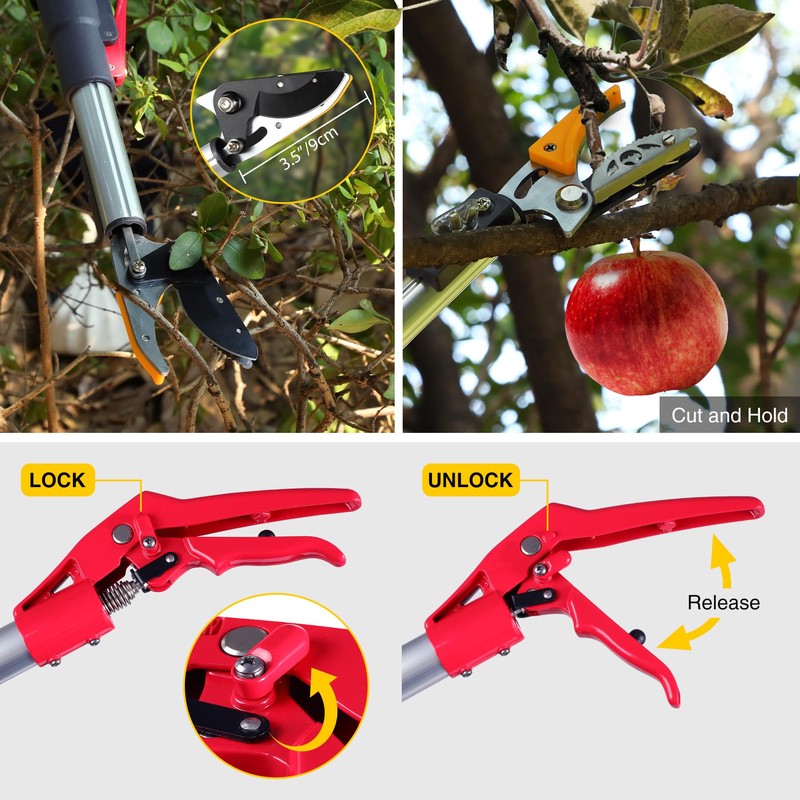 Lineslife Extendable Tree Pruner,4.6-10ft Pole Saw Pruning Shear, Telescopic Long