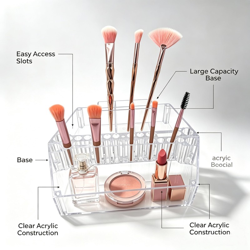 Makeup Tray Organizer Box Crystal Clear Acrylic