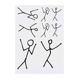 4 x 'Dancing Stickmen' Temporary Tattoos - Water Resistant, Skin-Safe, Non-Toxic Transfers, Mixed Sizes (TO00040377)