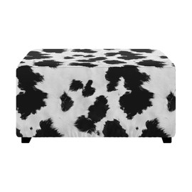 Hechitok Cow Print Ottoman Covers Slipcover Rectangle Form Fit Stretch Folding Storage Covers Ottoman Slipcovers Removable Footrest Covers Elastic Bottom