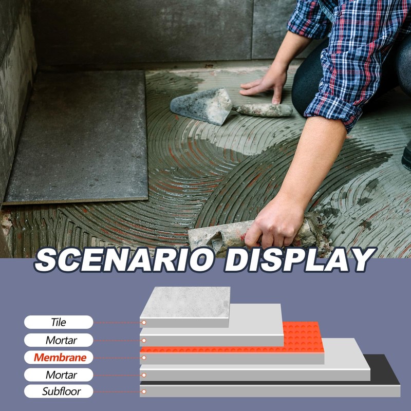 Drydiet 54 Sqft Uncoupling Membrane for Tile 1/8''(3mm) Thick Waterproofing