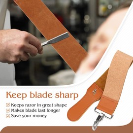 GOTOTOP Genuine Leather Strop Strap Barber Straight Folding Knife Shave Sharpener Sharpening Belt Shaving Strop 19.8 x 2.0inch