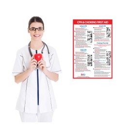 2 Pack CPR and Choking Poster - Choking Poster for Restaurant - Choking First Aid Poster - CPR Instructions - CPR Wall Chart - CPR Poster Laminated, 12 x 18 Inches
