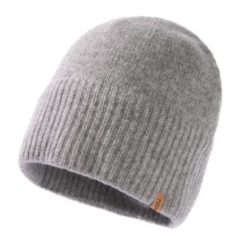 TOP-EX XL/XXL 100% Merino Wool Beanie Hat, Winter Hat, Wool Hat, Men Women, Knitted Hat, Fisherman Beanie, Trawler Hat, Warm Fleece Lining, TX94594_Light Grey