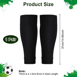 AMFUN Football Sock Sleeves, Soccer Shin Guards Sleeves, 1 Pair Elastic Football Shin Sleeves, Team Leg Sock Sleeve for Football Games Beginner Teenagers Adults-Black-37CM