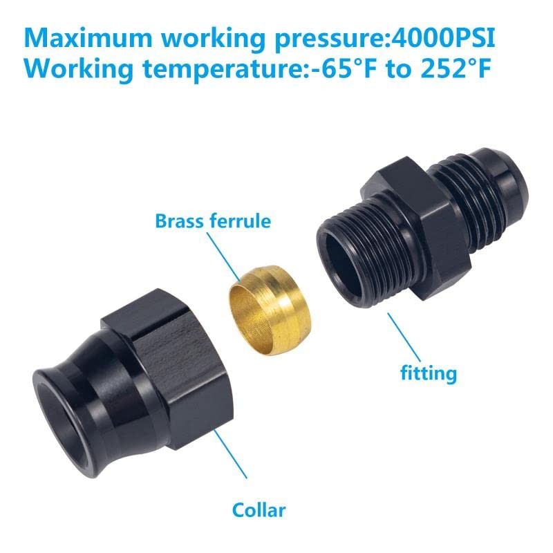 Breezliy 6AN Male Flare to 3/8" Fuel Hardline Tube Fitting