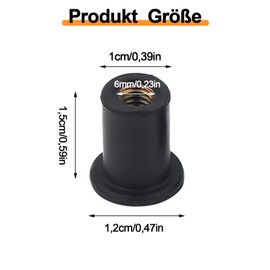 aghoer Rubber Well Nuts, M4 Rubber Nuts, 20 Pieces, Black, Brass, Industrial, Kayak Well Nuts, Rubber Nuts, Rubber Groove Nuts For Motorcycles Kayak Canoe