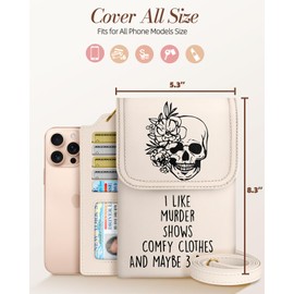 Bistup Small Crossbody Bags for Women Cross Body Purse Handbag Leather Cute Medium Cell Phone Bag Wallet Pouch with Credit Card Holder, Skull