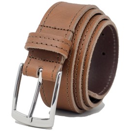 Ashford Ridge Made in England 34mm Full Leather Edge Stitched Belt with Classic Buckle - Tan Medium