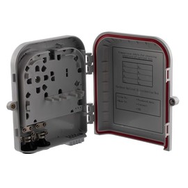 NavePoint Outdoor Fiber Splitter Distribution Box, 8 Port Wall & Pole Mount, Includes Splice Tray and Adapter Panel, IP65 Waterproof, ABS Plastic, No Adapters or Pigtails, Gray