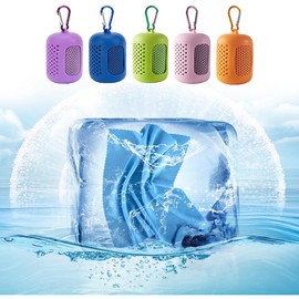 Cooling Towel[5 Pcs]-Ice Towel Yoga Towel with Silicone Storage Bag,Basketball Towel,Camping Hiking Towels,Wet Cooling Neck Towel,Golf Cooling Towel,Gym Towel（Green、Blue、Purple、Pink、Orange）