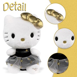 Cute Kitty Cat Plush Toys, Pillow Plush, Soft Doll Toys, Stuffed Animals Toy Birthday Gifts for Girls Kids (KT Black Gold)