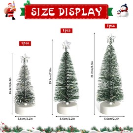 Artificial Christmas Tree, Pack of 3, Mini Christmas Tree, Table Christmas Tree, Christmas Tree Decoration, Tabletop Christmas Tree with Lights, Christmas Tree for Home, Office