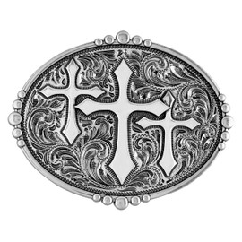 HAQUIL Celtic Three Crosses Goth Belt Buckle Vintage Cross Oval Belt Buckle For Men Women