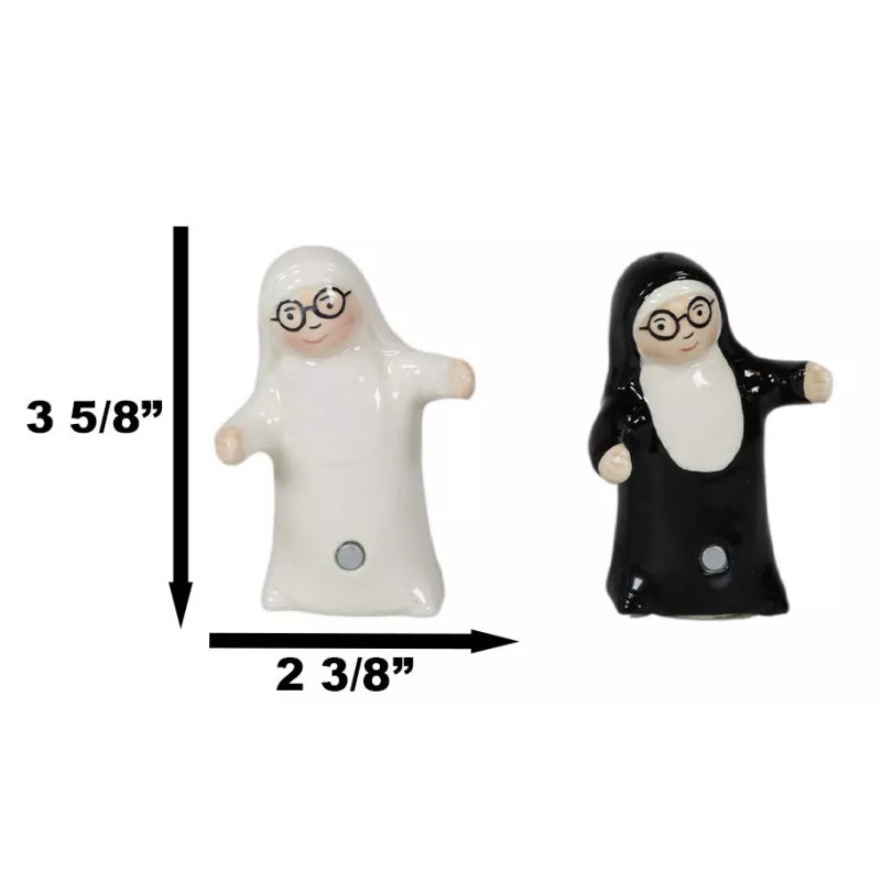 Ebros Gift Black And White Dressed Dancing Nuns Cute Ceramic