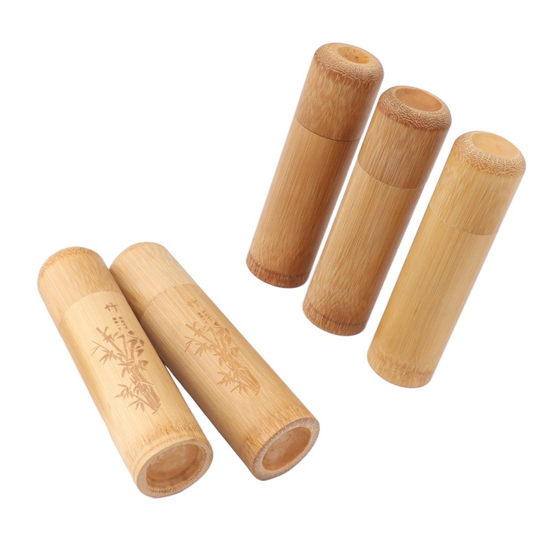 5pcs 12cm Length Travel Bamboo Tea Canister Tea Storage Container