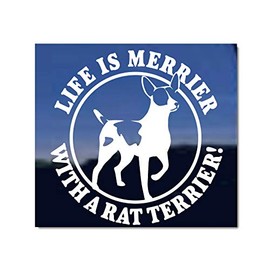 Life is Merrier with a Rat Terrier Dog Vinyl Window Decal