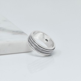 TreasureBay Classic Sterling Silver 8mm Mens Womens Spinner Fidget Ring Stress Relief Ring Size J to Z Available, Sterling Silver