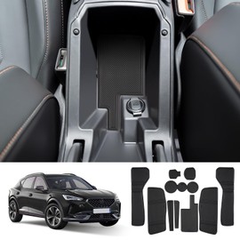 Coleya Non-Slip Mats Compatible with Cupra Formentor 2021-2024 (Electronic Automatic), Centre Console Rubber Mats, Door Seam Mats, Drink Holder Mat, Formentor Non-Slip Mats (Black)