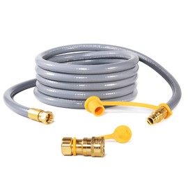 Natural Gas Hose 3/8 inch ID, 12FT Gas Line Hose with Brass Quick Connect Fitting, Propane to Natural Gas Pipe for Blackstone Grill, Pizza Oven, Patio Heater and More Low Pressure Gas Appliances