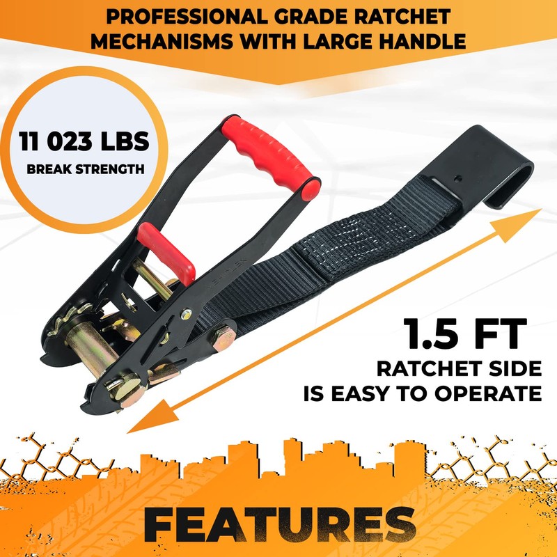 Lasso Tie Downs with Flat Hook - Vehiclex 4 Pack