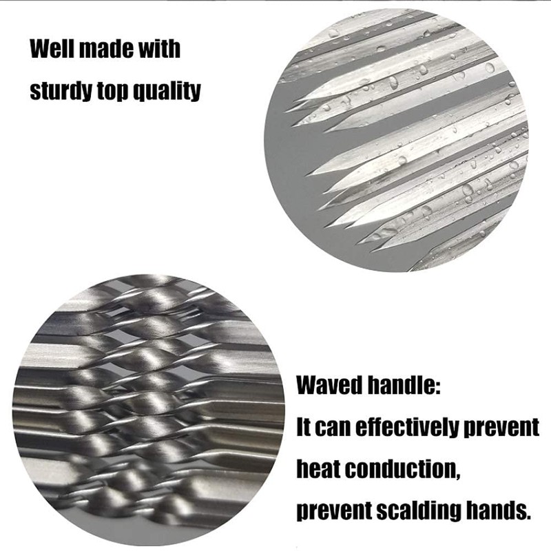 APPKOOK 20pack 15" Stainless Steel BBQ Skewers+ Storage Tube Flat