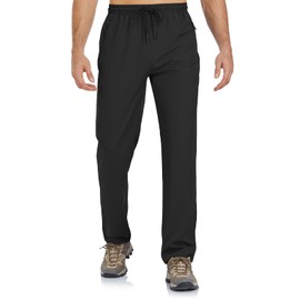 BondiTrekk Men's Lightweight Hiking Pants Quick Dry Waterproof Sweatpants Athletic Jogger Workout Pant with Zipper Pockets Black