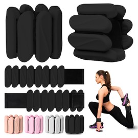 Wrist Weights, 2Pack Wrist Ankle Weights for Women & Men, 2lb Adjustable Silicone Arm and Leg Weighted Bangles(1LBs Each), Fits for Yoga, Pilates, Home Gym, Jogging, Cardio, Strength Training (Black)