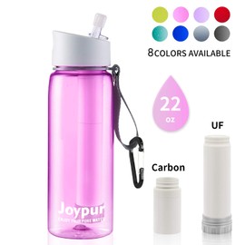 joypur Water Filter Bottle, BPA Free Water Purifier with 4-Stage Intergrated Filter Straw for Camping, Hiking, Travel Abroad, Emergency, Backpacking, Survival with Replaceable Filter