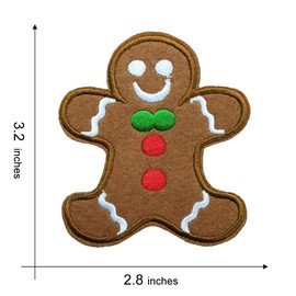KLORIZ 2PCS Gingerbread Man Embroidered Iron on Patch Christmas Holiday Character Badge DIY Felt Appliques